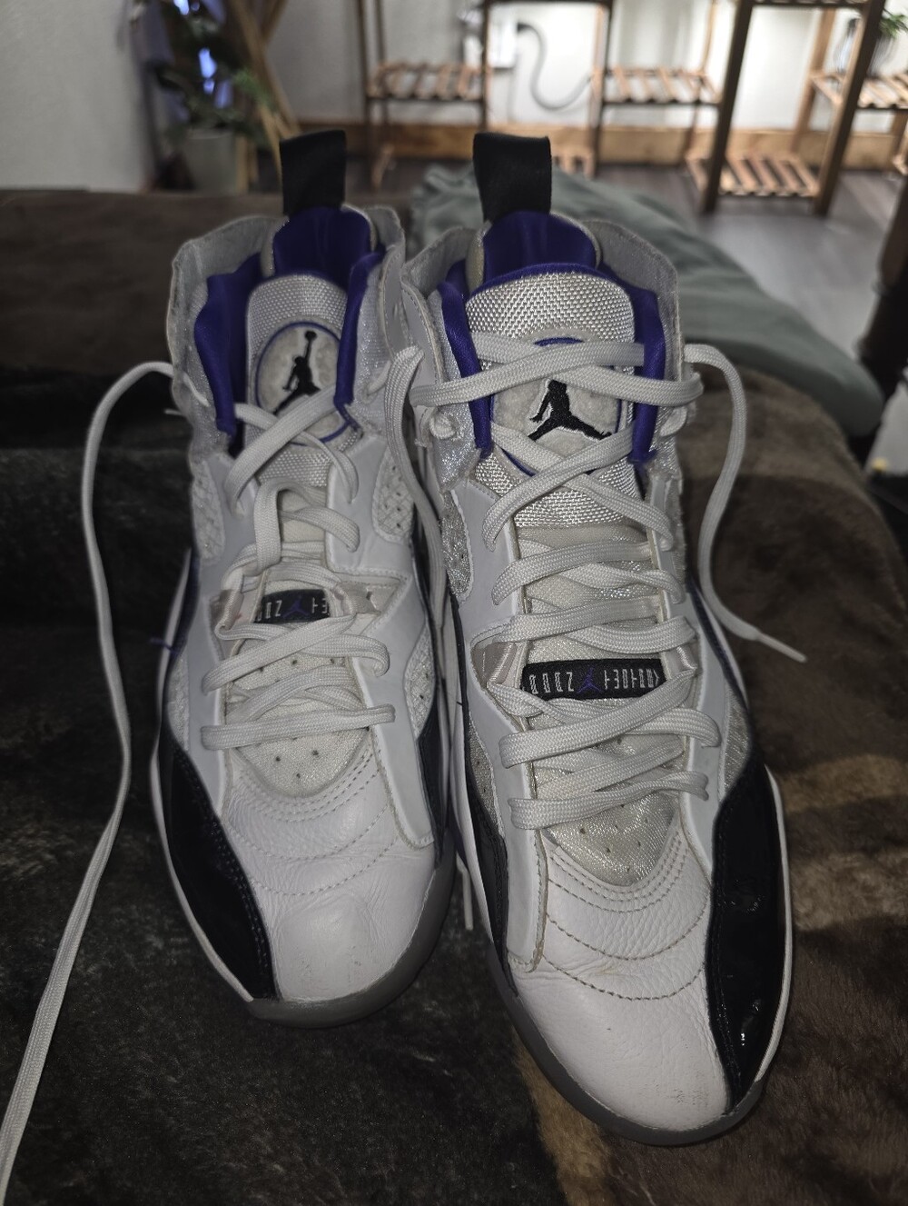 Jordan Men's Athletic Shoes - White, Purple & Black
